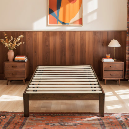 CHUN YI 12" Solid Wood Platform Bed Frame with Wooden Slats