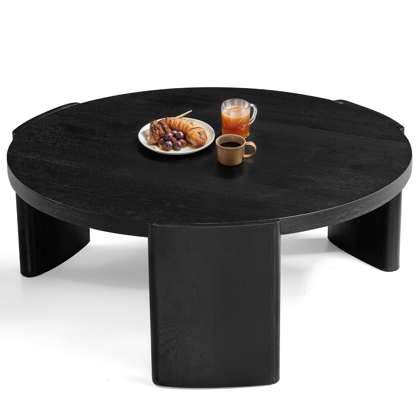 CHUN YI 40" Round Coffee Table for Living Room, Wood Grain Finish, Modern Wood Center Table