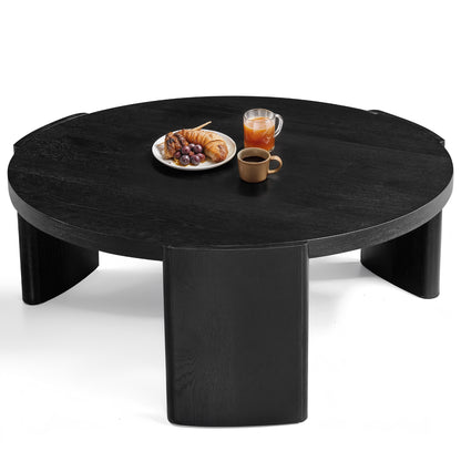 CHUN YI 40" Round Coffee Table for Living Room, Wood Grain Finish, Modern Wood Center Table