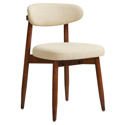 CHUN YI Beige Dining Chairs Set of 2 Mid Century Modern Upholstered Side Dining Chair for Dining Room & Kitchen