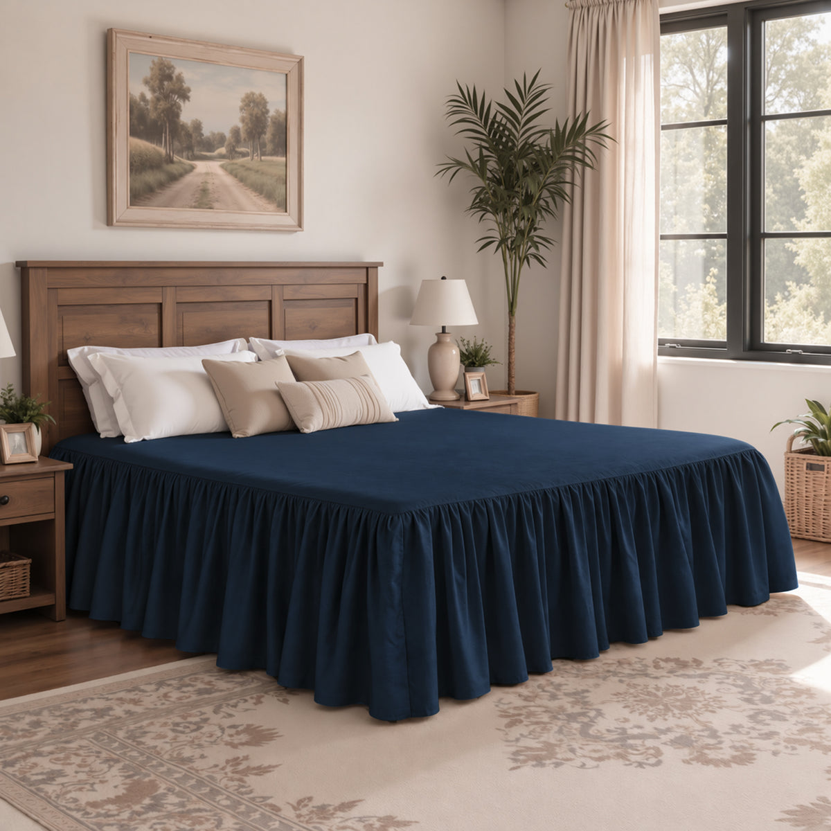 CHUN YI Dust Ruffled Twin Size Bed Skirt, 14 Inch Drop Bedskirt with Split Corners, Washable Smooth Soft Bed Frame Cover