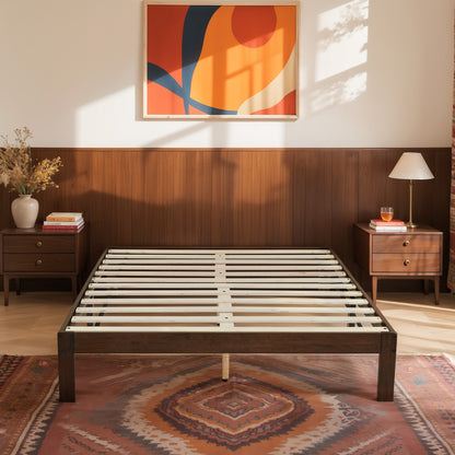 CHUN YI 12" Solid Wood Platform Bed Frame with Wooden Slats