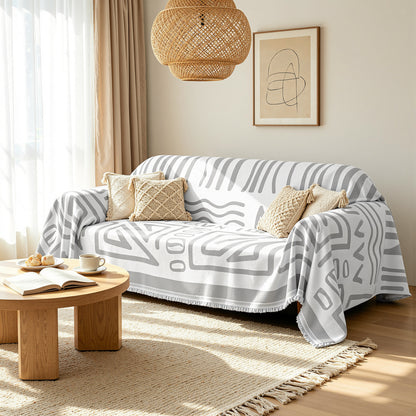 CHUN YI Chenille Couch Cover, Soft Sectional Sofa Covers for Dogs, Washable Couch Covers for 2 Cushion Couch Sofa, Boho L shaped Slipcover, Multi-Use Furniture Protector