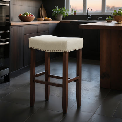 CHUN YI 24" Backless Counter Height Bar Stools, Upholstered Saddle Seat