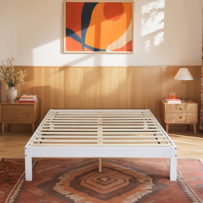 CHUN YI 12" Solid Wood Platform Bed Frame with Wooden Slats