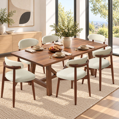 CHUN YI Beige Dining Chairs Set of 2 Mid Century Modern Upholstered Side Dining Chair for Dining Room & Kitchen