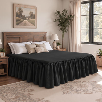 CHUN YI Dust Ruffled Twin Size Bed Skirt, 14 Inch Drop Bedskirt with Split Corners, Washable Smooth Soft Bed Frame Cover