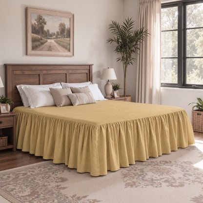 CHUN YI Dust Ruffled Twin Size Bed Skirt, 14 Inch Drop Bedskirt with Split Corners, Washable Smooth Soft Bed Frame Cover