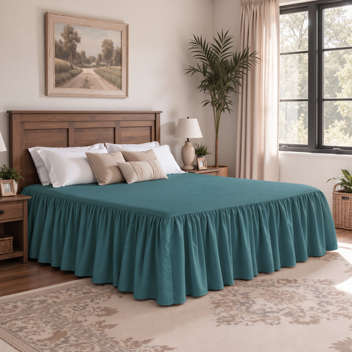 CHUN YI Dust Ruffled Twin Size Bed Skirt, 14 Inch Drop Bedskirt with Split Corners, Washable Smooth Soft Bed Frame Cover