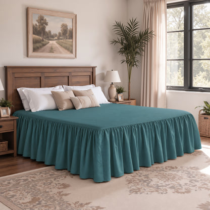 CHUN YI Dust Ruffled Twin Size Bed Skirt, 14 Inch Drop Bedskirt with Split Corners, Washable Smooth Soft Bed Frame Cover