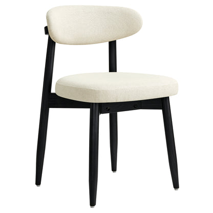 CHUN YI Beige Dining Chairs Set of 2 Mid Century Modern Upholstered Side Dining Chair for Dining Room & Kitchen