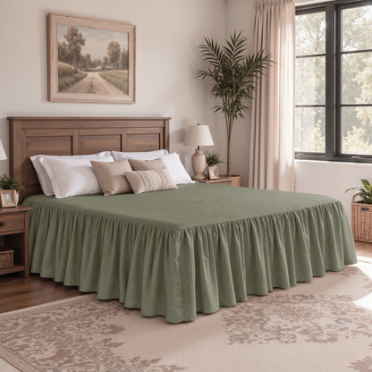 CHUN YI Dust Ruffled Twin Size Bed Skirt, 14 Inch Drop Bedskirt with Split Corners, Washable Smooth Soft Bed Frame Cover
