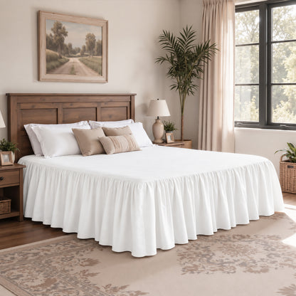 CHUN YI Dust Ruffled Twin Size Bed Skirt, 14 Inch Drop Bedskirt with Split Corners, Washable Smooth Soft Bed Frame Cover
