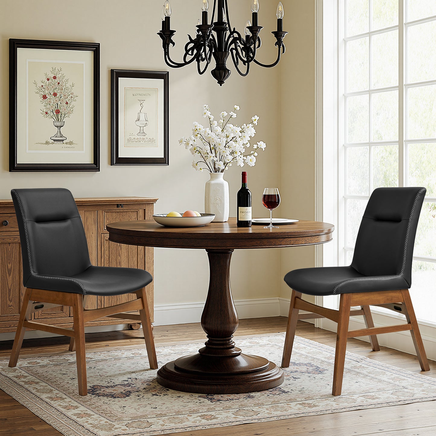 CHUN YI Modern Farmhouse Faux Leather Dining Chairs, Upholstered Kitchen Chairs