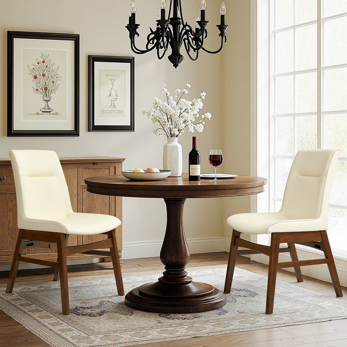 CHUN YI Modern Farmhouse Faux Leather Dining Chairs, Upholstered Kitchen Chairs