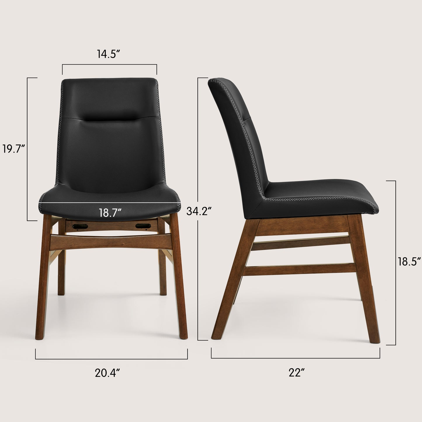 CHUN YI Modern Farmhouse Faux Leather Dining Chairs, Upholstered Kitchen Chairs