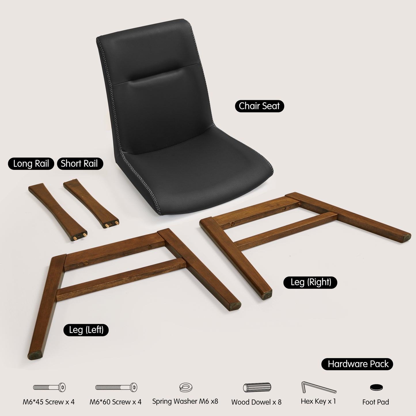 CHUN YI Modern Farmhouse Faux Leather Dining Chairs, Upholstered Kitchen Chairs