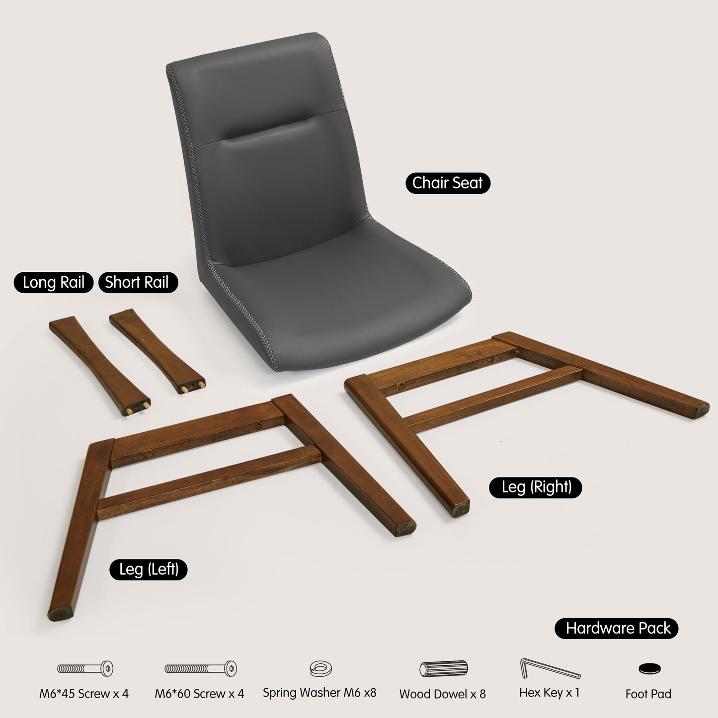 CHUN YI Modern Farmhouse Faux Leather Dining Chairs, Upholstered Kitchen Chairs