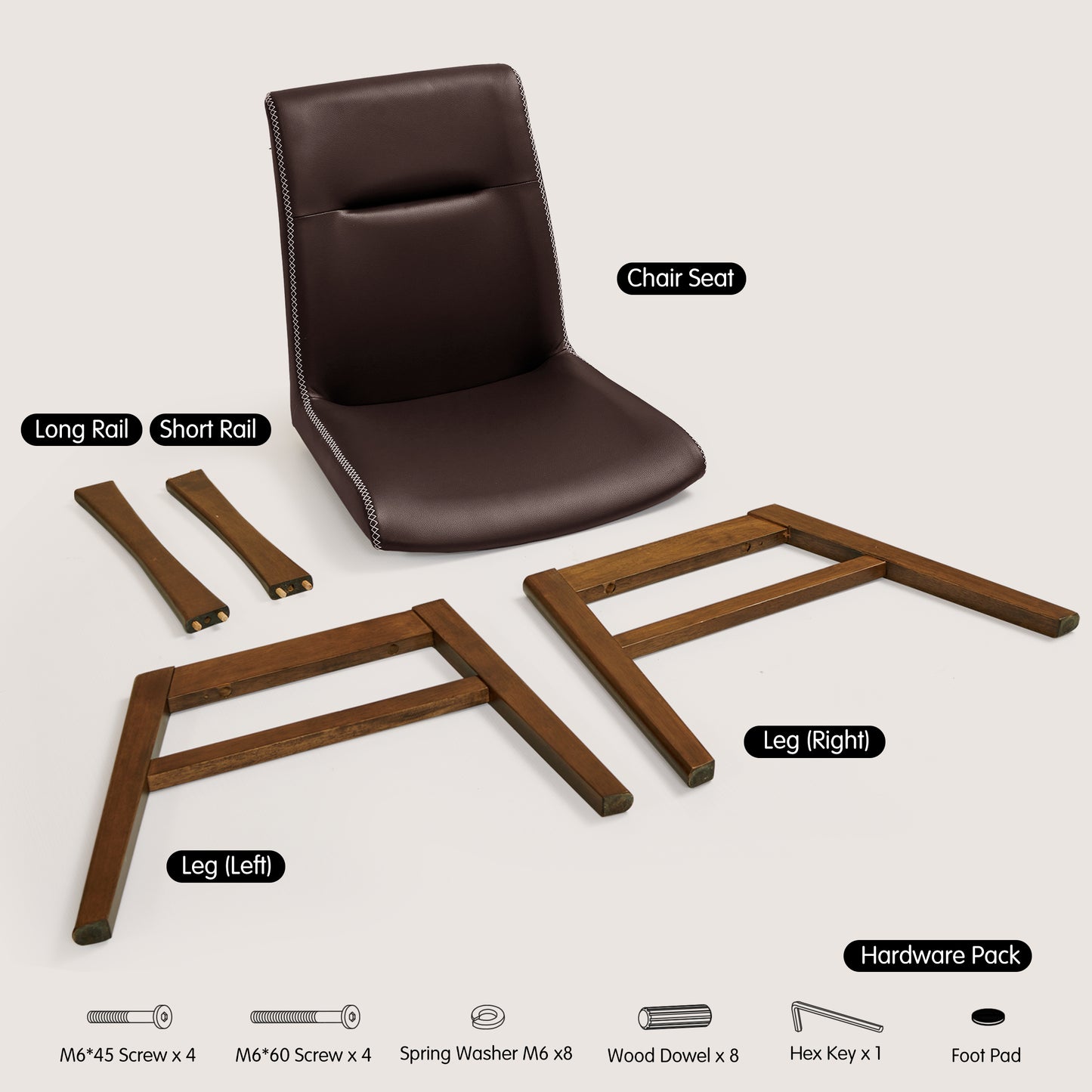 CHUN YI Modern Farmhouse Faux Leather Dining Chairs, Upholstered Kitchen Chairs