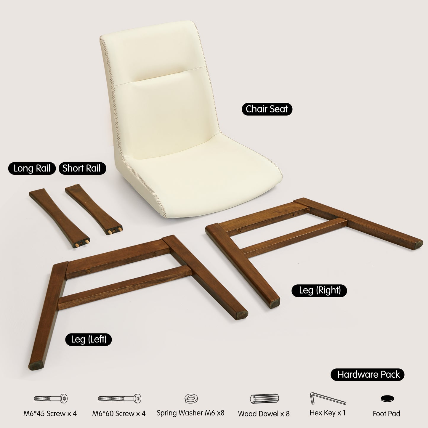 CHUN YI Modern Farmhouse Faux Leather Dining Chairs, Upholstered Kitchen Chairs