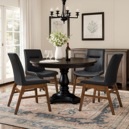 CHUN YI Modern Farmhouse Faux Leather Dining Chairs, Upholstered Kitchen Chairs
