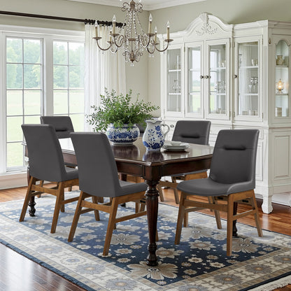 CHUN YI Modern Farmhouse Faux Leather Dining Chairs, Upholstered Kitchen Chairs