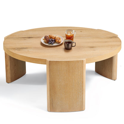 CHUN YI 40" Round Coffee Table for Living Room, Wood Grain Finish, Modern Wood Center Table