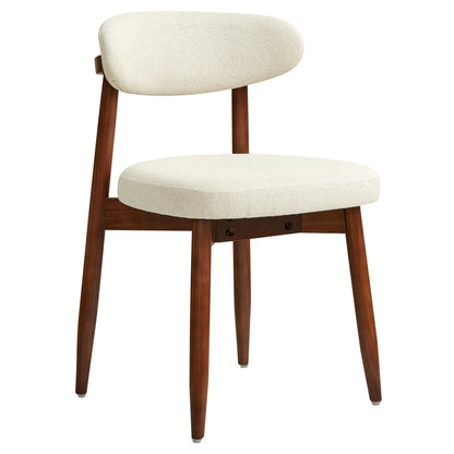 CHUN YI Beige Dining Chairs Set of 2 Mid Century Modern Upholstered Side Dining Chair for Dining Room & Kitchen