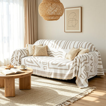 CHUN YI Chenille Couch Cover, Soft Sectional Sofa Covers for Dogs, Washable Couch Covers for 2 Cushion Couch Sofa, Boho L shaped Slipcover, Multi-Use Furniture Protector