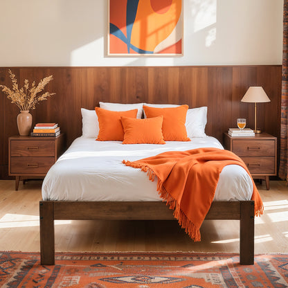 CHUN YI 12" Solid Wood Platform Bed Frame with Wooden Slats