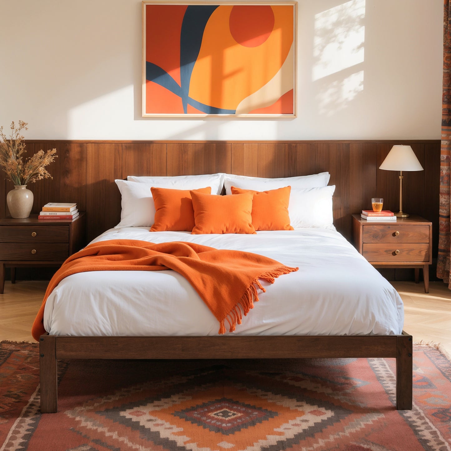 CHUN YI 12" Solid Wood Platform Bed Frame with Wooden Slats