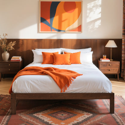 CHUN YI 12" Solid Wood Platform Bed Frame with Wooden Slats