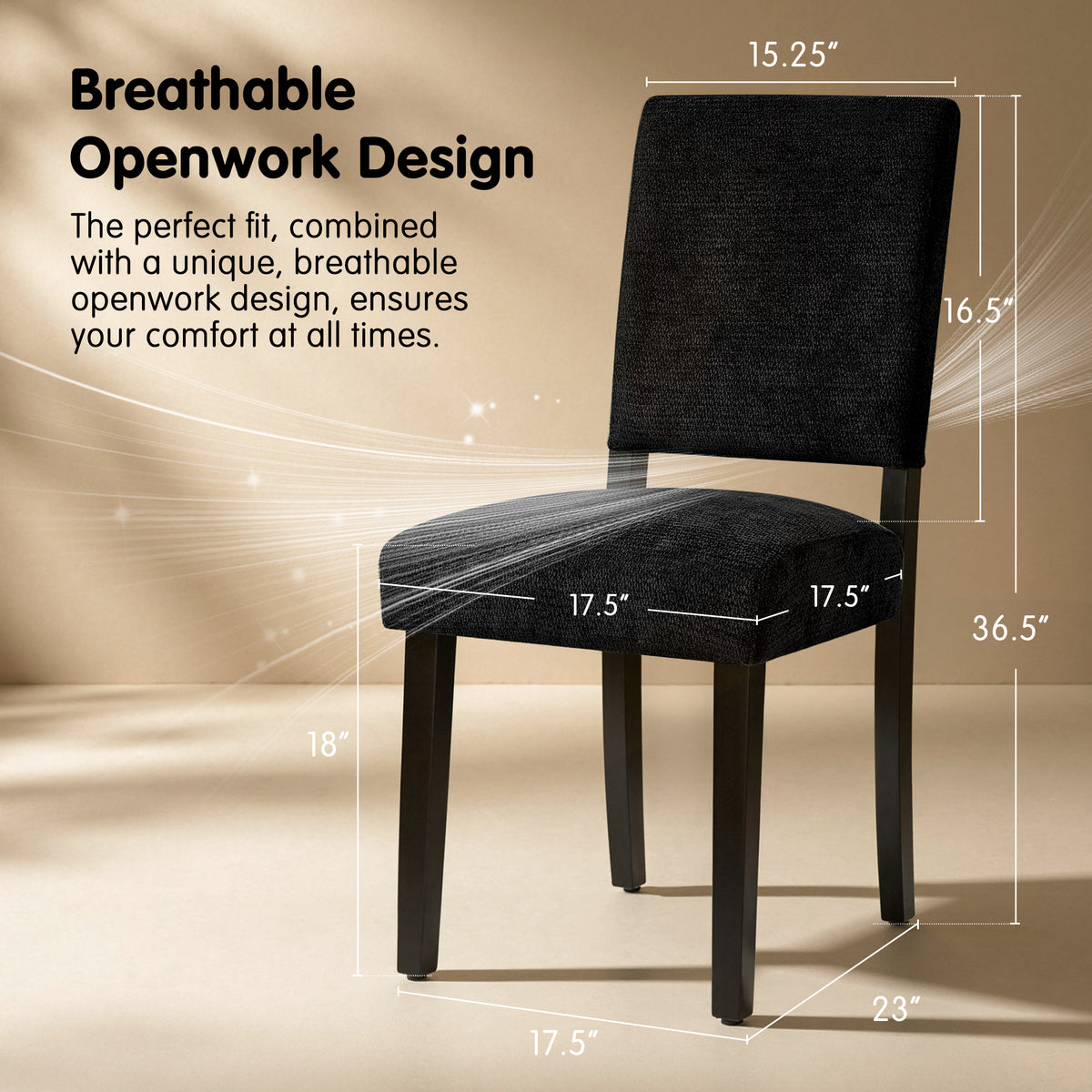 CHUN YI Chenille Upholstered Dining Chairs Open Back Kitchen Dining Room Chairs