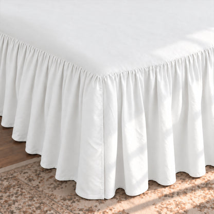 CHUN YI Dust Ruffled Twin Size Bed Skirt, 14 Inch Drop Bedskirt with Split Corners, Washable Smooth Soft Bed Frame Cover