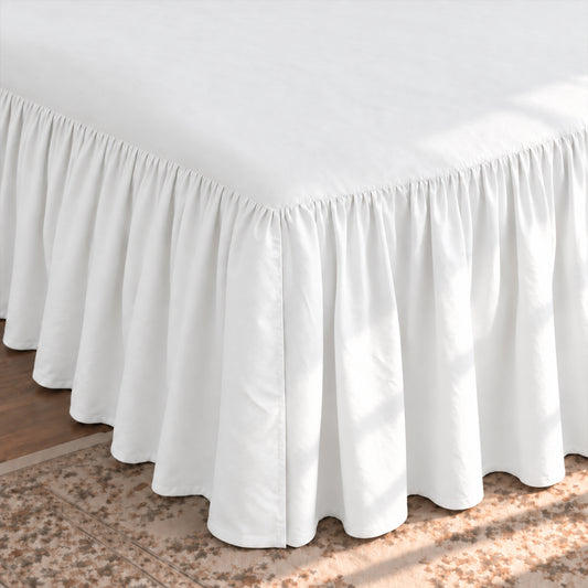 CHUN YI Dust Ruffled Twin Size Bed Skirt, 14 Inch Drop Bedskirt with Split Corners, Washable Smooth Soft Bed Frame Cover