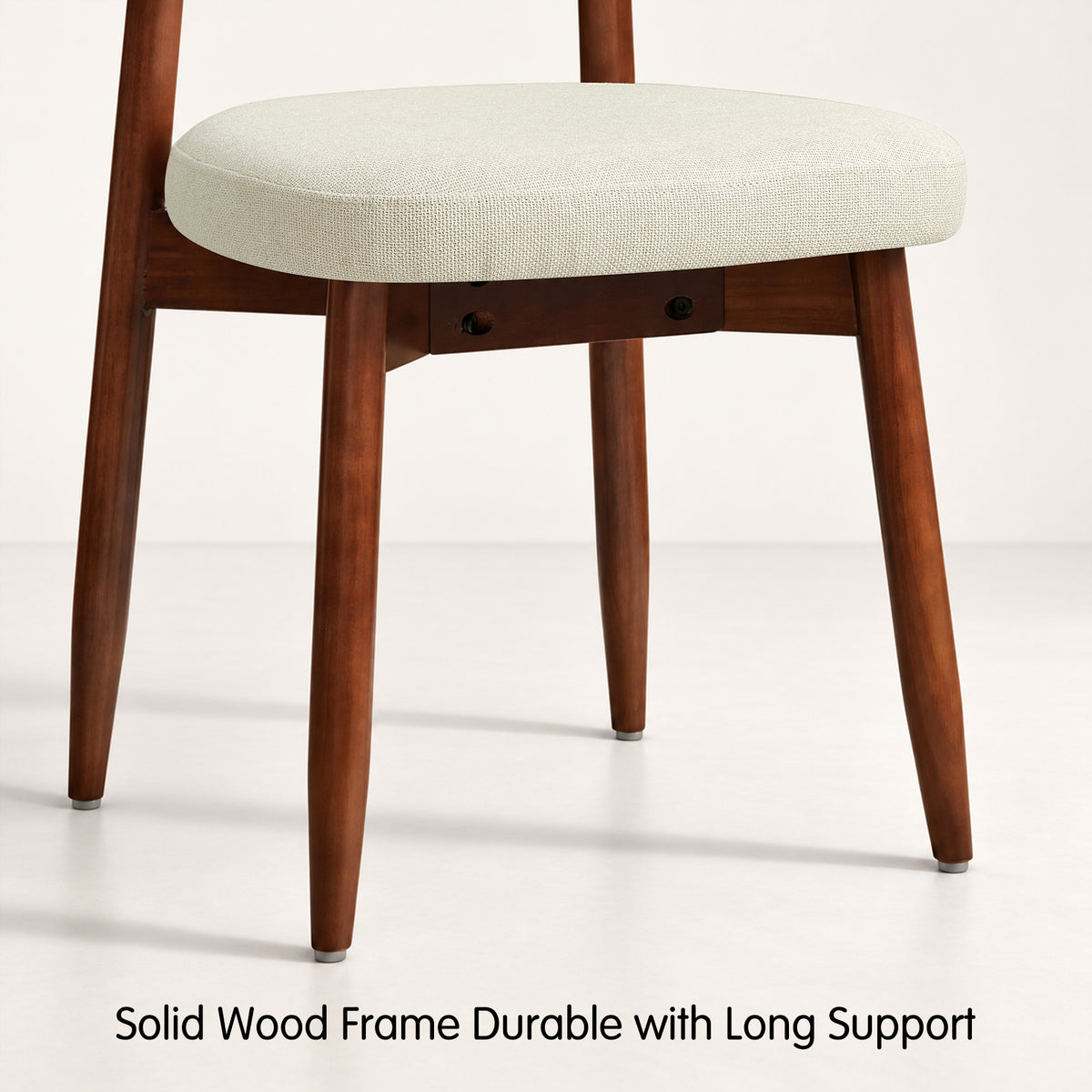 CHUN YI Beige Dining Chairs Set of 2 Mid Century Modern Upholstered Side Dining Chair for Dining Room & Kitchen