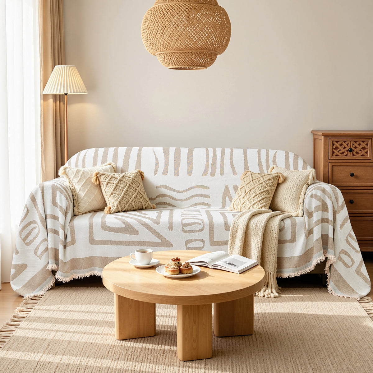 CHUN YI Chenille Couch Cover, Soft Sectional Sofa Covers for Dogs, Washable Couch Covers for 2 Cushion Couch Sofa, Boho L shaped Slipcover, Multi-Use Furniture Protector