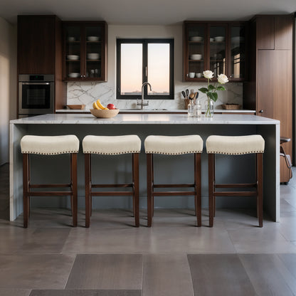 CHUN YI 24" Backless Counter Height Bar Stools, Upholstered Saddle Seat
