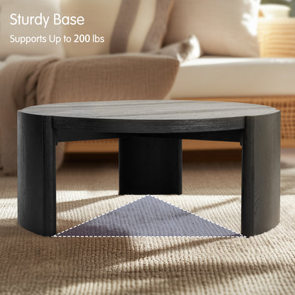 CHUN YI 40" Round Coffee Table for Living Room, Wood Grain Finish, Modern Wood Center Table
