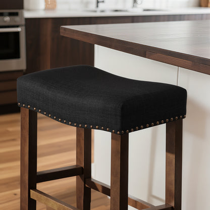 CHUN YI 24" Backless Counter Height Bar Stools, Upholstered Saddle Seat
