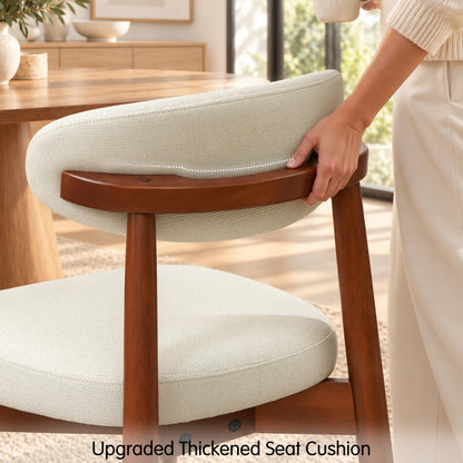 CHUN YI Beige Dining Chairs Set of 2 Mid Century Modern Upholstered Side Dining Chair for Dining Room & Kitchen