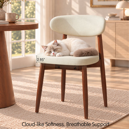 CHUN YI Beige Dining Chairs Set of 2 Mid Century Modern Upholstered Side Dining Chair for Dining Room & Kitchen