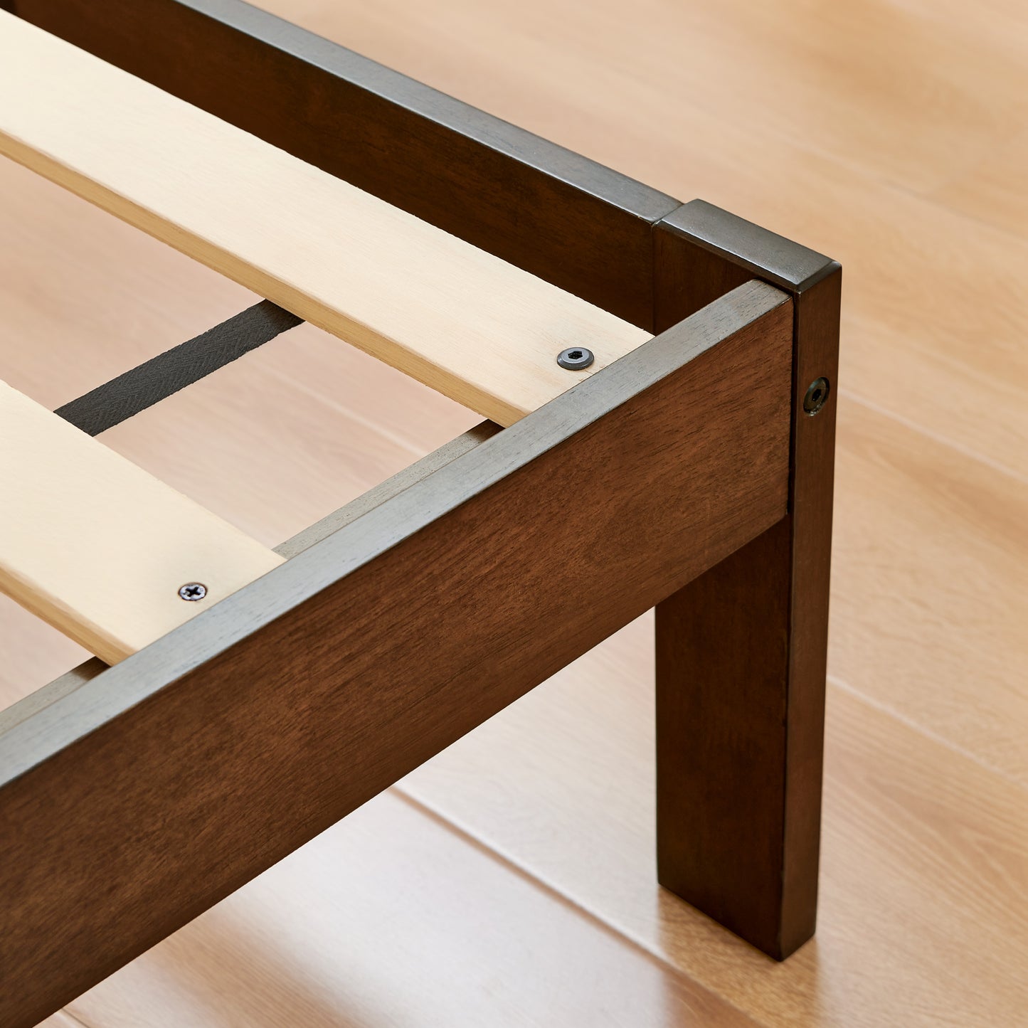 CHUN YI 12" Solid Wood Platform Bed Frame with Headboard