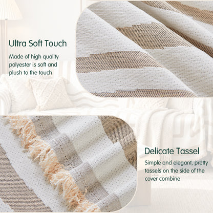 CHUN YI Chenille Couch Cover, Soft Sectional Sofa Covers for Dogs, Washable Couch Covers for 2 Cushion Couch Sofa, Boho L shaped Slipcover, Multi-Use Furniture Protector
