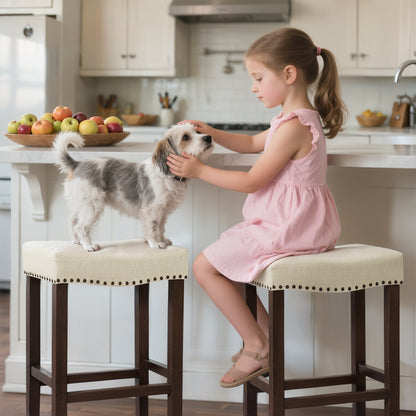 CHUN YI 24" Backless Counter Height Bar Stools, Upholstered Saddle Seat