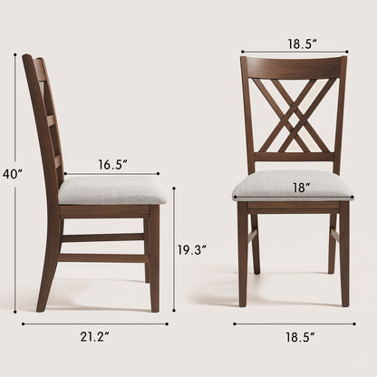 CHUN YI Farmhouse Solid Wood Dining Chairs, Set of 2