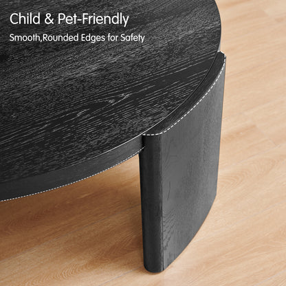 CHUN YI 40" Round Coffee Table for Living Room, Wood Grain Finish, Modern Wood Center Table