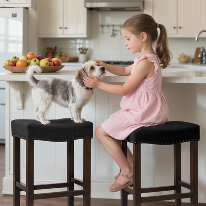 CHUN YI 24" Backless Counter Height Bar Stools, Upholstered Saddle Seat