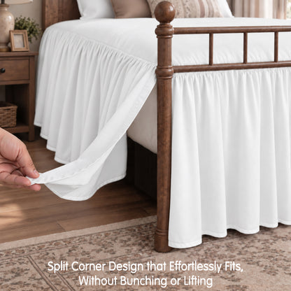 CHUN YI Dust Ruffled Twin Size Bed Skirt, 14 Inch Drop Bedskirt with Split Corners, Washable Smooth Soft Bed Frame Cover