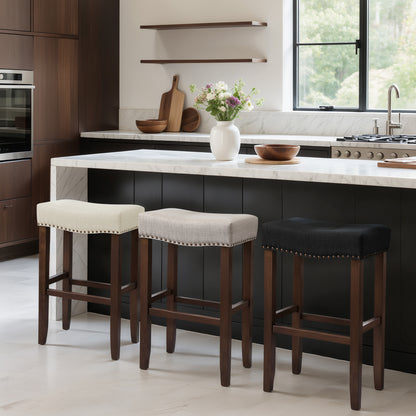 CHUN YI 24" Backless Counter Height Bar Stools, Upholstered Saddle Seat